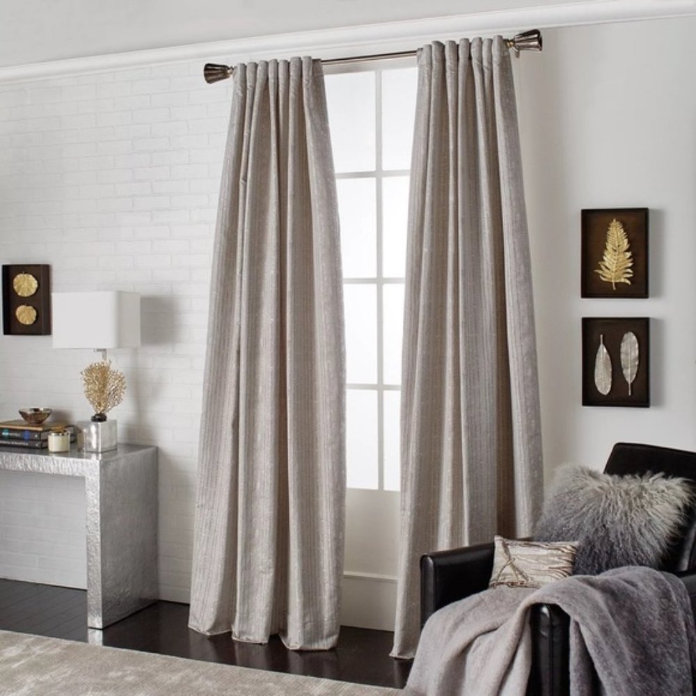 Michael Aram Silver Beige Velvet Curtain Panels